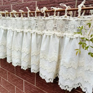 Rustic Shabby Chic French Country Style Lace Curtain Valance Doorway Curtain Kitchen Curtain Cafe Curtain Privacy Curtain~ White/Off White~