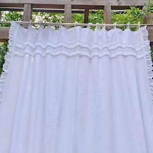 Victoriaans elegant shabby chic raamgordijn met franje douchegordijn scheidingswand bruiloft partij hangende achtergrond ~ puur wit ~ prachtig ~