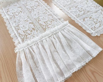 Victorian Vintage Style Shabby Chic Table Bed Runner Centerpiece Dresser Scarf~ Birthday/ Tea Party/Wedding/Banquet Table Decoration~ White~
