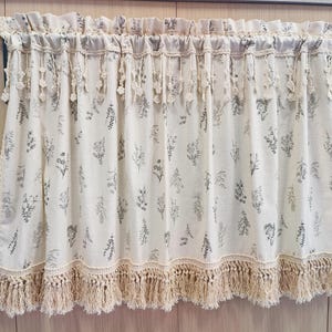 Unik botanisk berättargardin Handgjord Shabby chic Cottagecore Fransad stil Varm Tidlös Mysig Naturlig Fransk Bondgårdsinredning