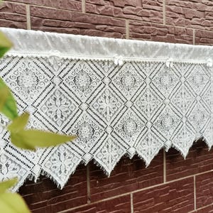 UNIQUE~ Victorian Vintage Style Lace Window Curtain Valance French Country Style Kitchen Curtain Bottom Curtain Cafe Curtain~ White~ Elegant