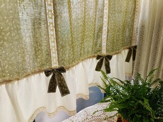 Fashion&Joy Tenda A Pannello Jacquard Bianco Con Pizzo - 52x160 Cm, Stile Shabby Chic, Ökotex