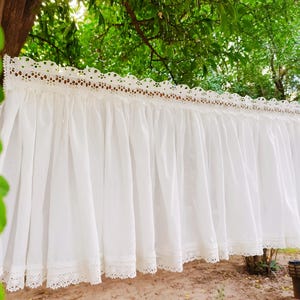 Victorian Elegance~ Shabby Chic Old Fashioned Ruffled Lace Window Curtain Valance Cafe Curtain Doorway Curtain Kitchen Curtan~ Cotton~ White