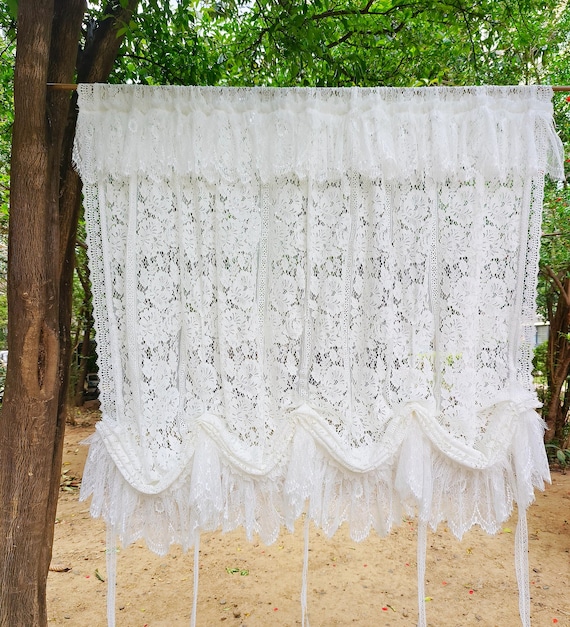 Victorian Balloon Curtain: French Country Lace Tie-up Shade - Etsy