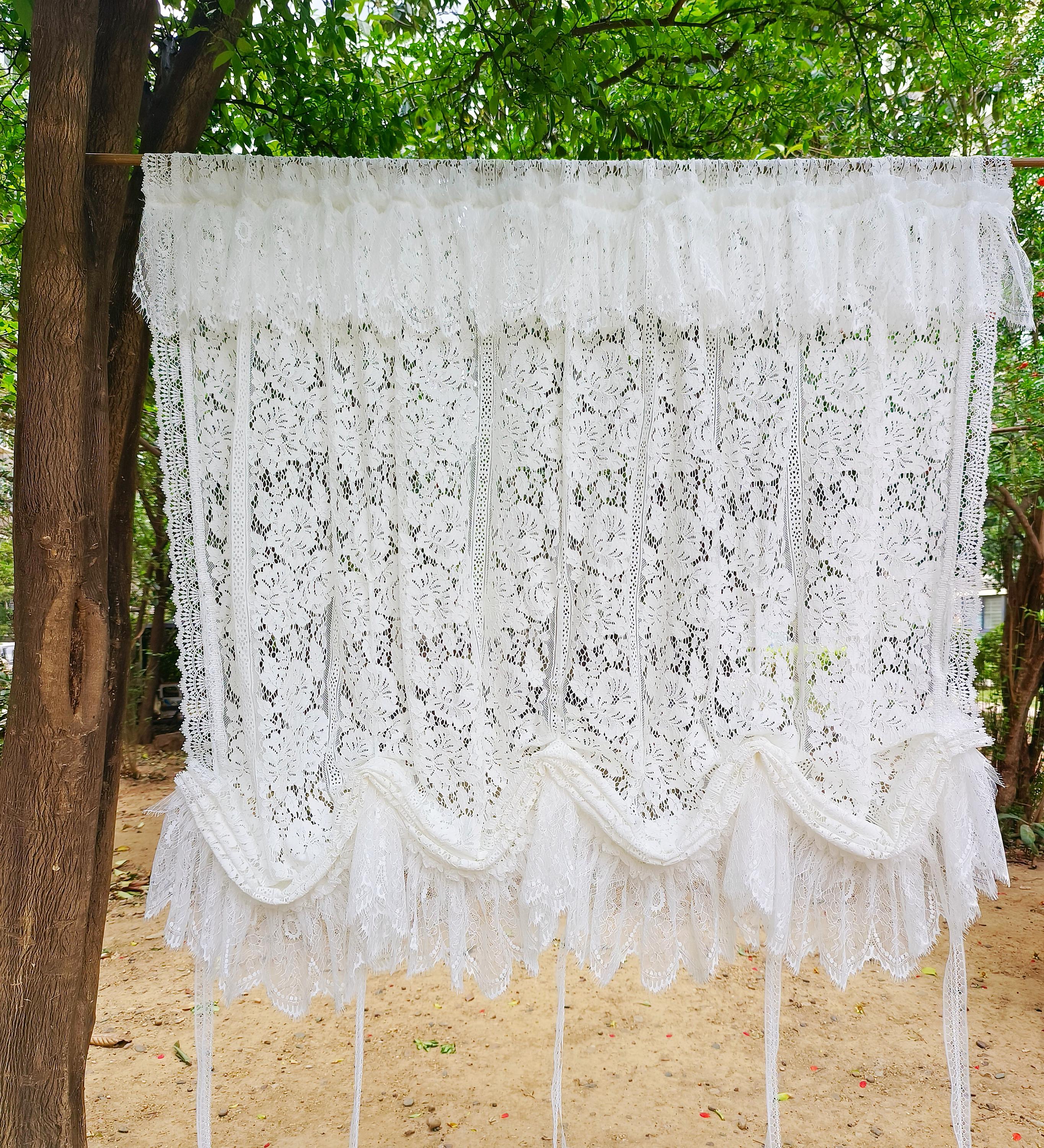 Victorian Balloon Curtain: French Country Lace Tie-up Shade - Etsy
