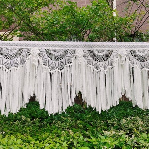 Victorian Elegance~ Gorgeous SHABBY Chic BOHO Romantic Crochet Lace Fringed Lace Window Curtain Valance/Wedding Hanging Backdrop~ White~