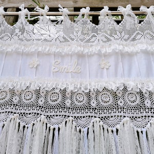 GORGEOUS~ Victorian Cottage~ Elegant BOHO Shabby Chic Window Curtain Shower Curtain Room Divider~ Romantic Wedding Hanging Backdrop~ White~