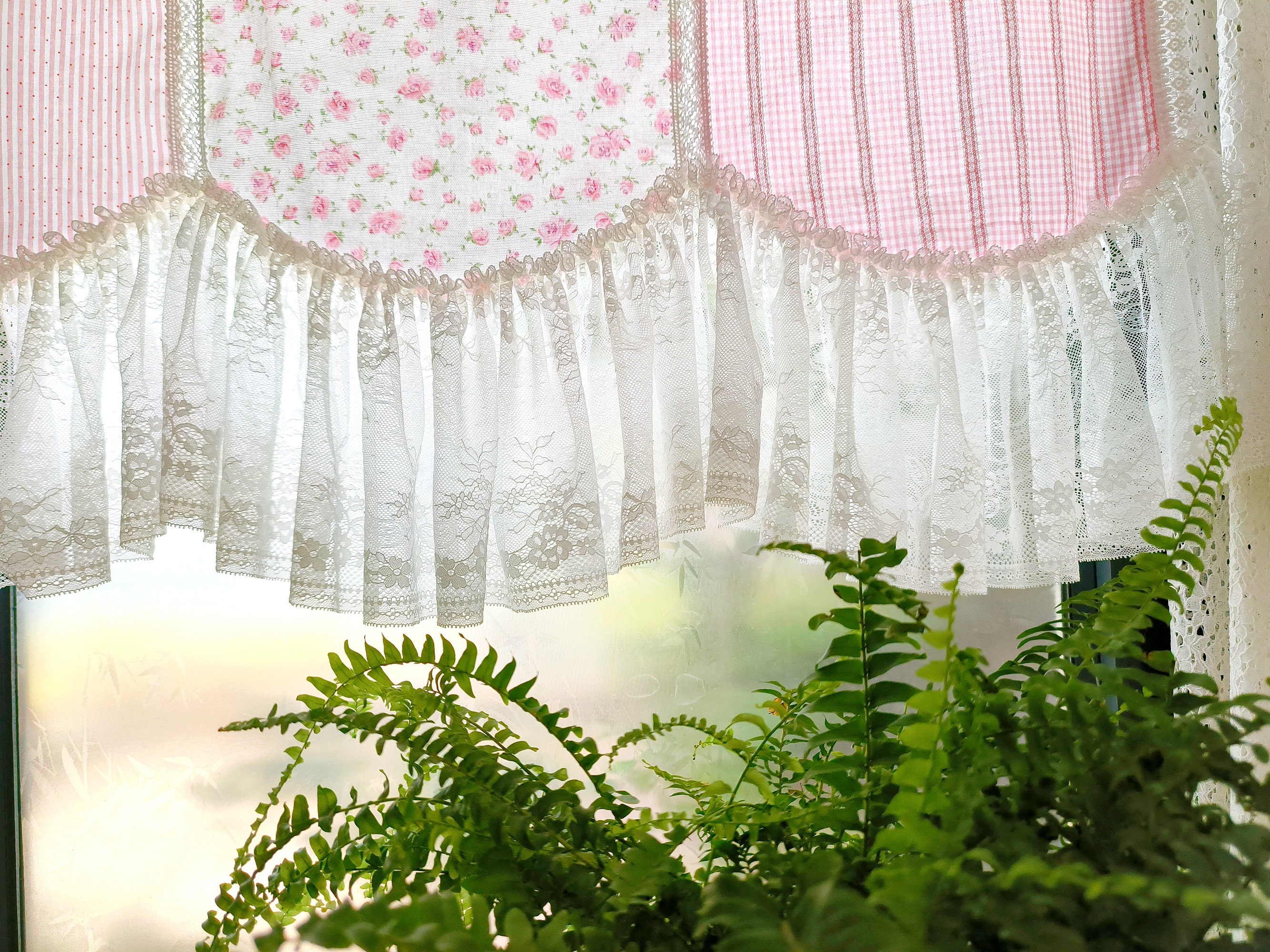 Rideau Cantonnière Shabby Chic Palazzo INT - Roses Victoriennes - 140x260 Cm