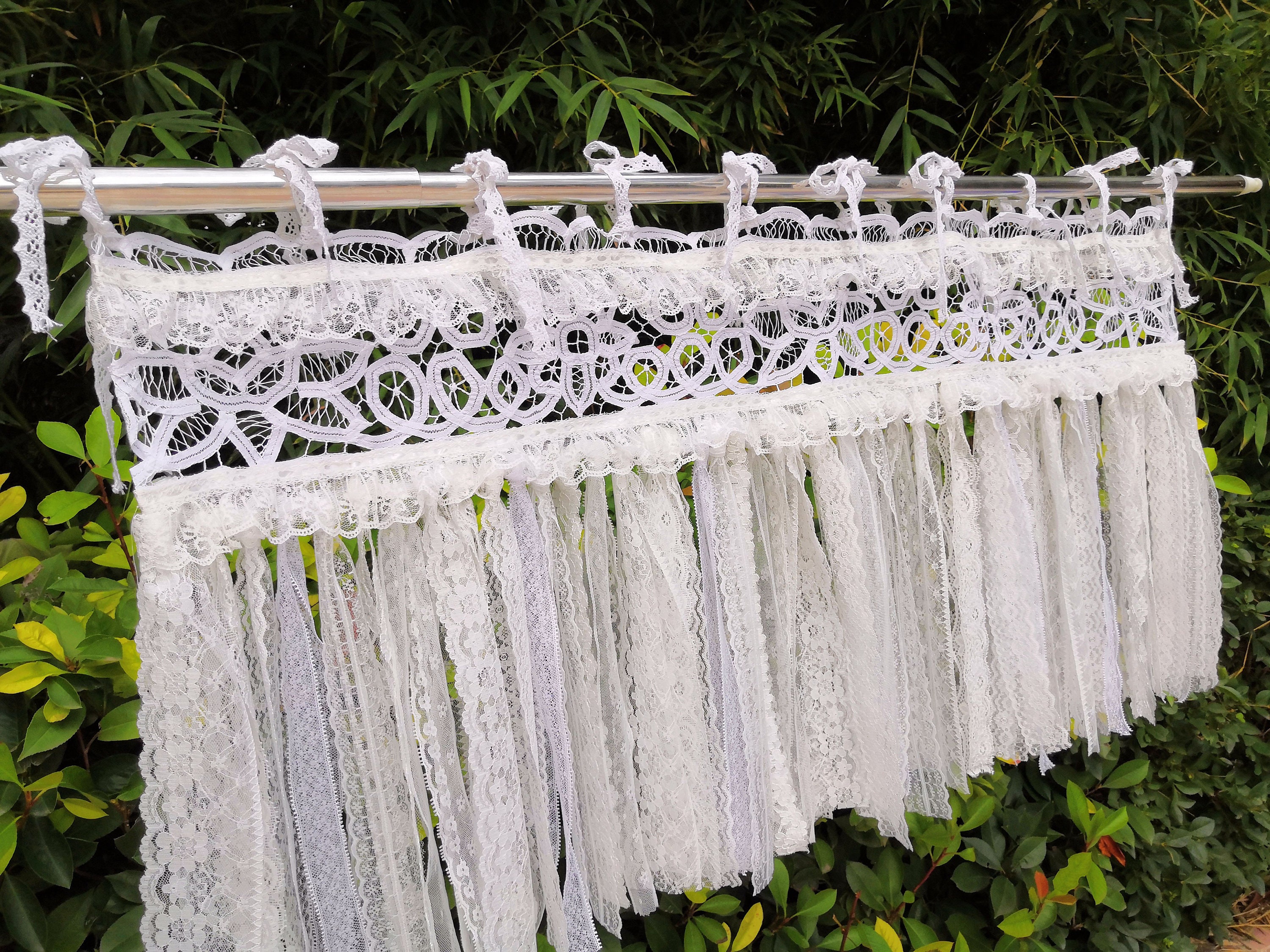 Victorian Cottagebattenburg Lace Fringed Window Curtain | Etsy