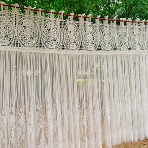 Custom Curtain~ Victorian French Country Style Curtain Panel Wall Hanging Chantilly Lace Kitchen Curtain Doorway Curtain~ White~ Unique~