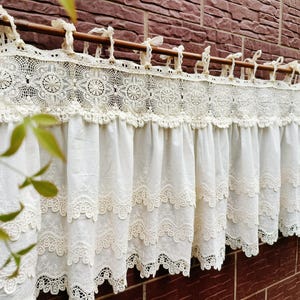 Rustic Shabby Chic French Country Style Lace Curtain Valance Doorway Curtain Kitchen Curtain Cafe Curtain Privacy Curtain~ White/Off White~