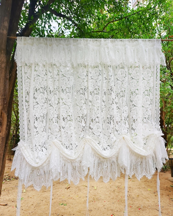 Victorian Balloon Curtain: French Country Lace Tie-up Shade - Etsy