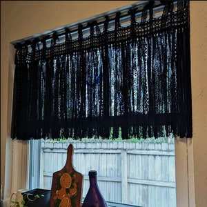 Shabby Chic Window Curtain~ Gothic Boho Window Curtain Valance/Privcy Curtain/Cafe Curtain/Lace Garland/Lace Bunting~ Pure Black~ Mysterious