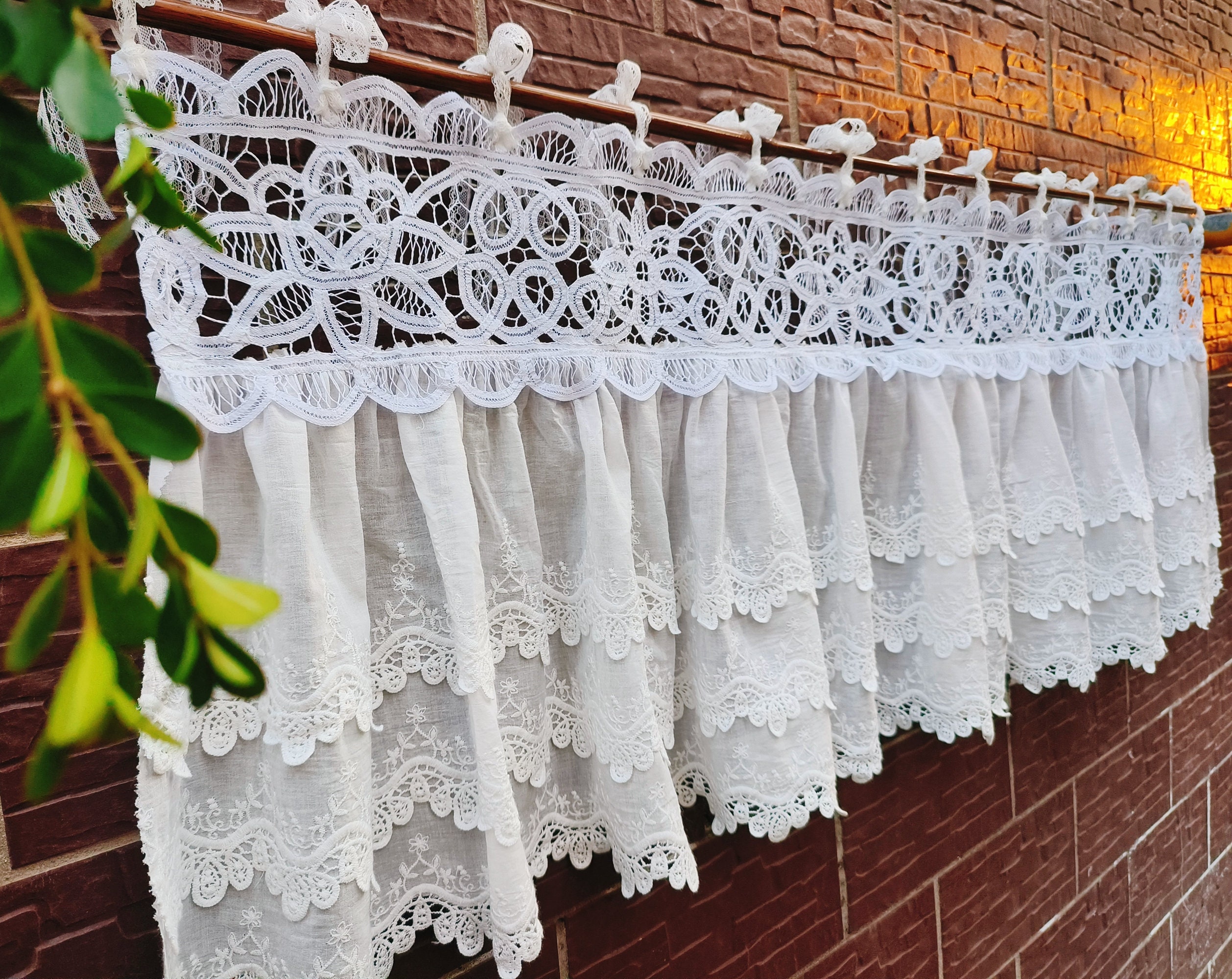 Vintage Battenburg Lace Curtain Valance - Victorian Style, 20