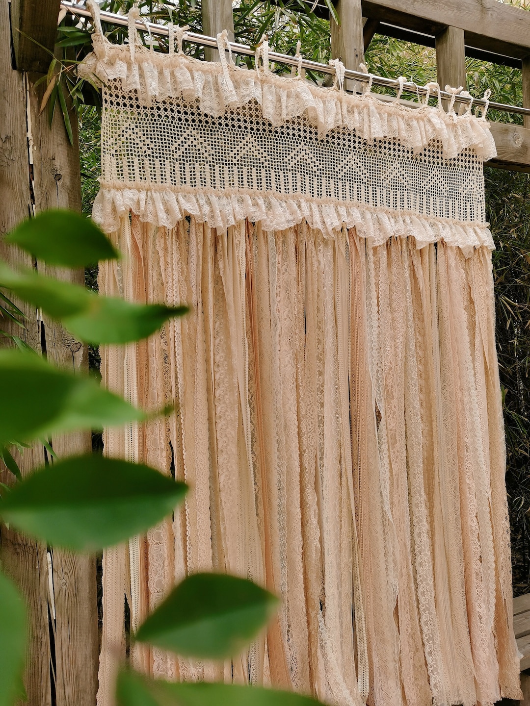 Boho Lace Curtain, Shabby Chic Window Treatment, Wedding Backdrop - Etsy