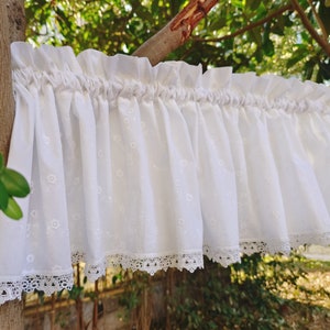 Victorian Elegance~ French Country Style Cotton Lace Window Curtain Valance Kitchen Curtain Cafe Curtain Privacy Doorway Curtain~ White~