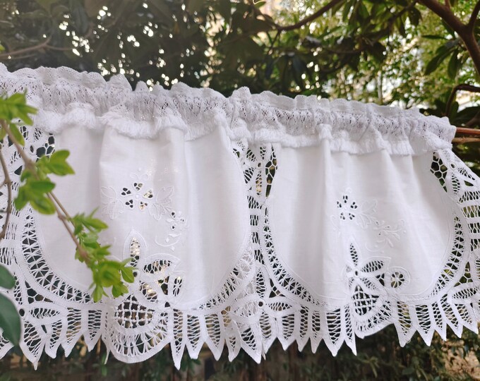 Vintage Battenburg Lace Valance: Victorian Style, Embroidered Floral ...
