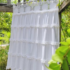 UNIQUE~ Victorian Shabby Chic French Country Window Curtain Panel Shower Curtain Room Divider~ Romantic Wedding Hanging Backdrop~ White~