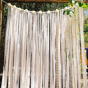 BOHO Shabby Chic Window Lace Curtain Bed Decoration Wall Hanging~Wedding/Birthday Party/Baby Shower Hanging Photo Backdrop~White/Cream/Gold~