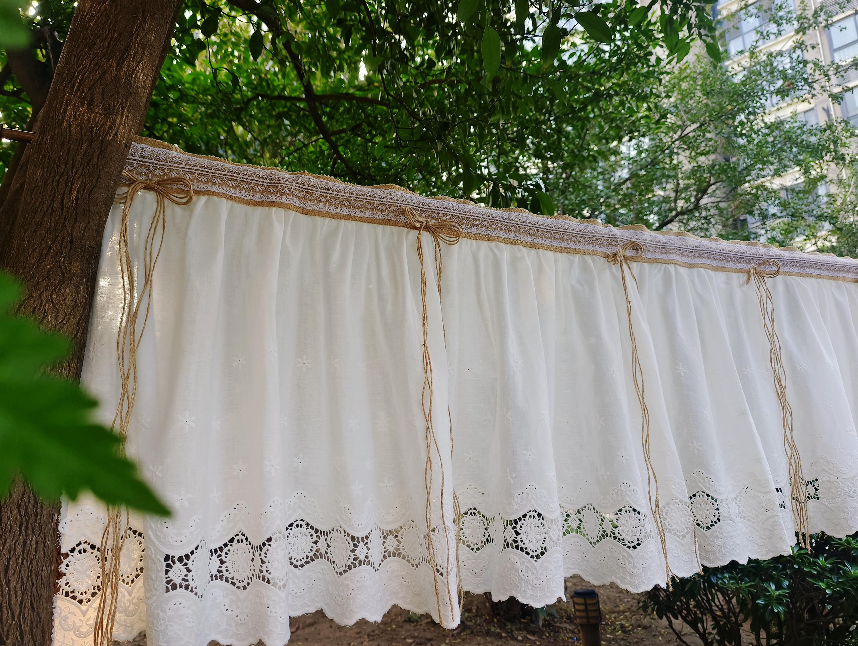 シャビーシックな黄麻布カーテンバランス、フレンチカントリー風