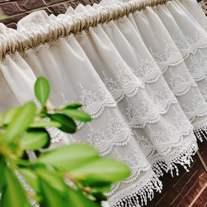 Old Fashion~Rustic French Country Style Lace Window Curtain Valance Doorway Curtain Kitchen Curtain Cafe Curtain Privacy Curtain~