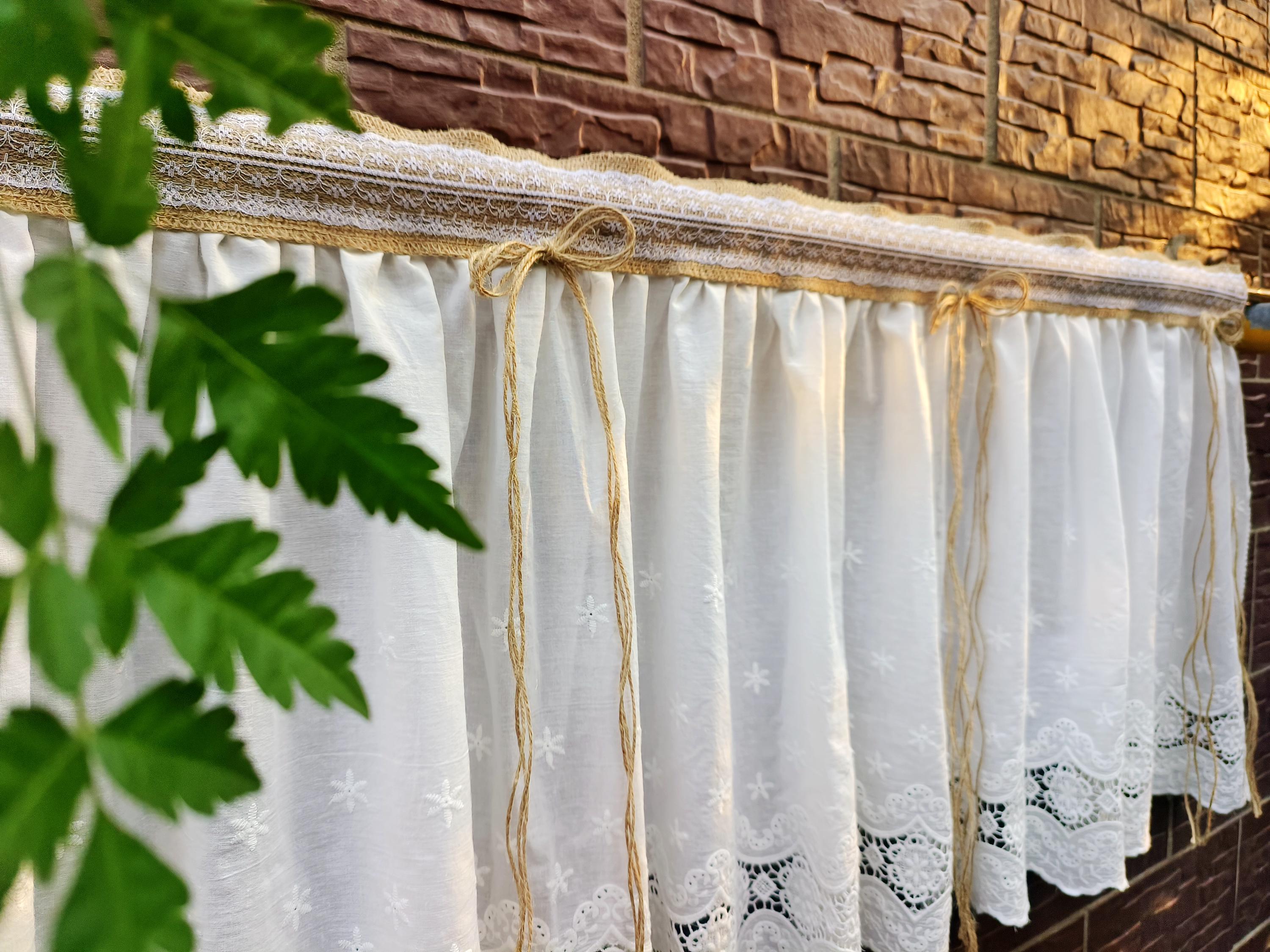 シャビーシックな黄麻布カーテンバランス、フレンチカントリー風