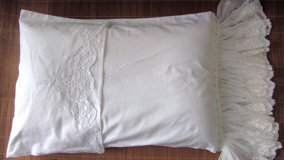 Pillow Shams Home Garden Victorian Battenburg Lace Long Ruffles