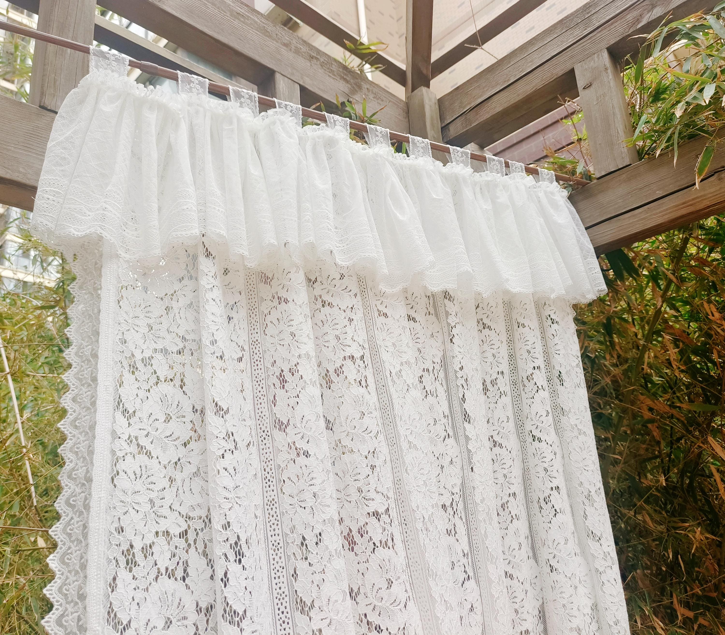 Victorian Ruffled Lace White Curtain Panel: Shabby Chic French