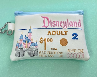 Embroidered Magic Kingdom Pouch, Theme Park Trip Small Bag, Park Essentials Pouch, Mini Travel Bag, Zipper Pouch, Gift for Disney Fan
