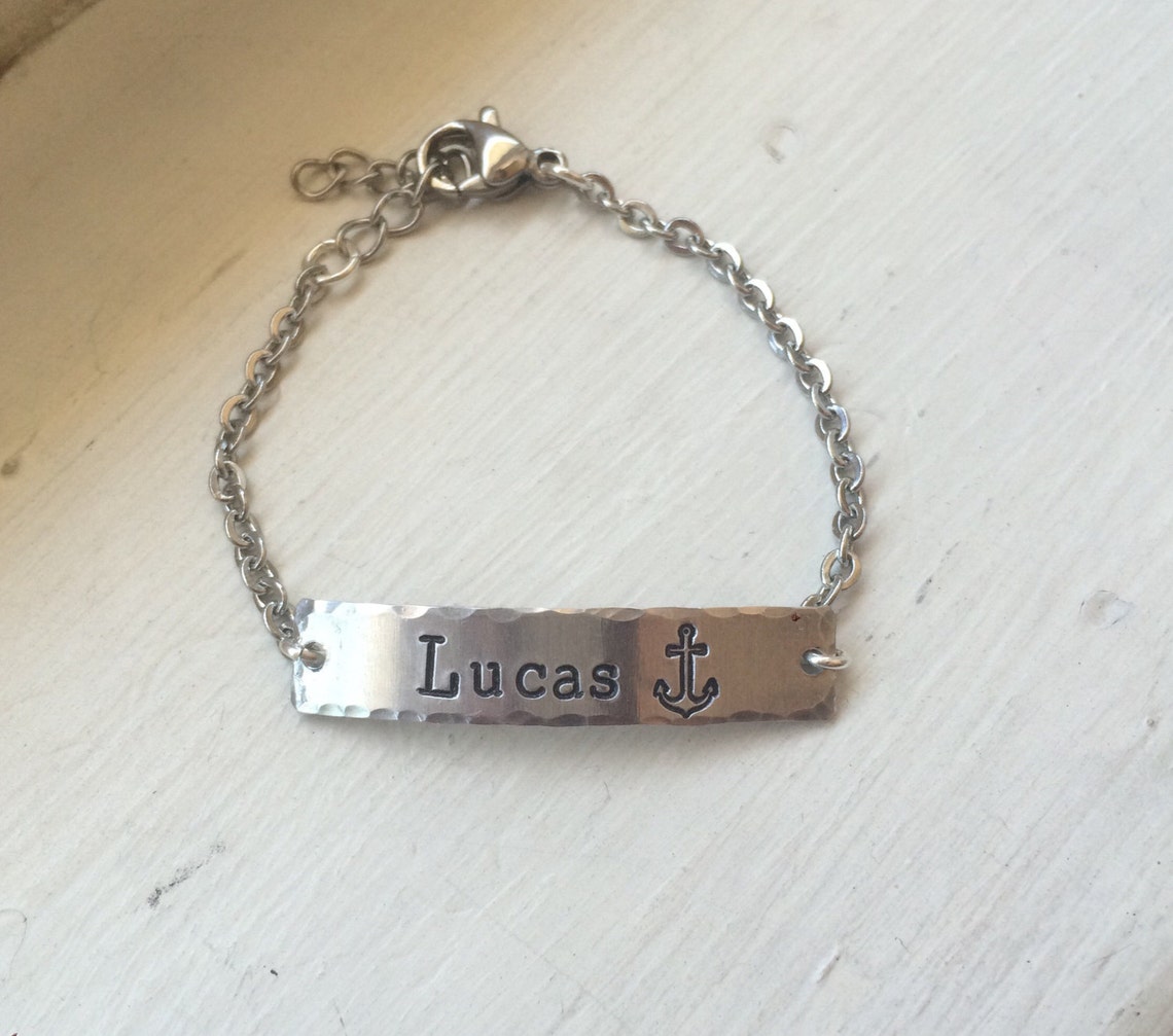 Child ID name bracelet bracelet with phone number stainless Etsy