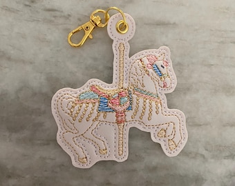 Carousel Horse Key Fob, Fantasy Park Bag Charm, Magical Theme Park Inspired Keychain, Whimsical Carousel Accessory