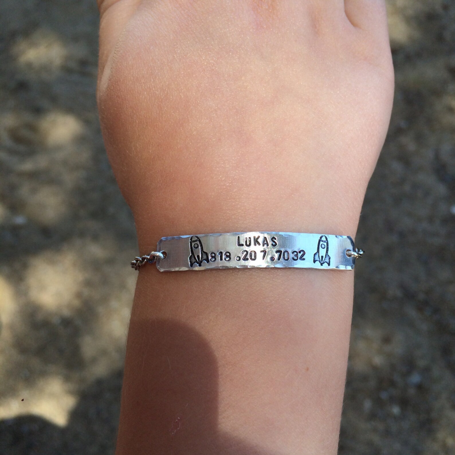 Child ID name bracelet bracelet with phone number stainless Etsy