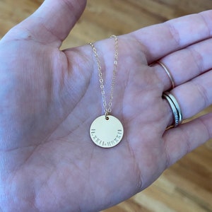 Roman numerals disc necklace, personalized gold disc necklace, bridesmaid gift, anniversarydate gift, wedding date, birth date image 2