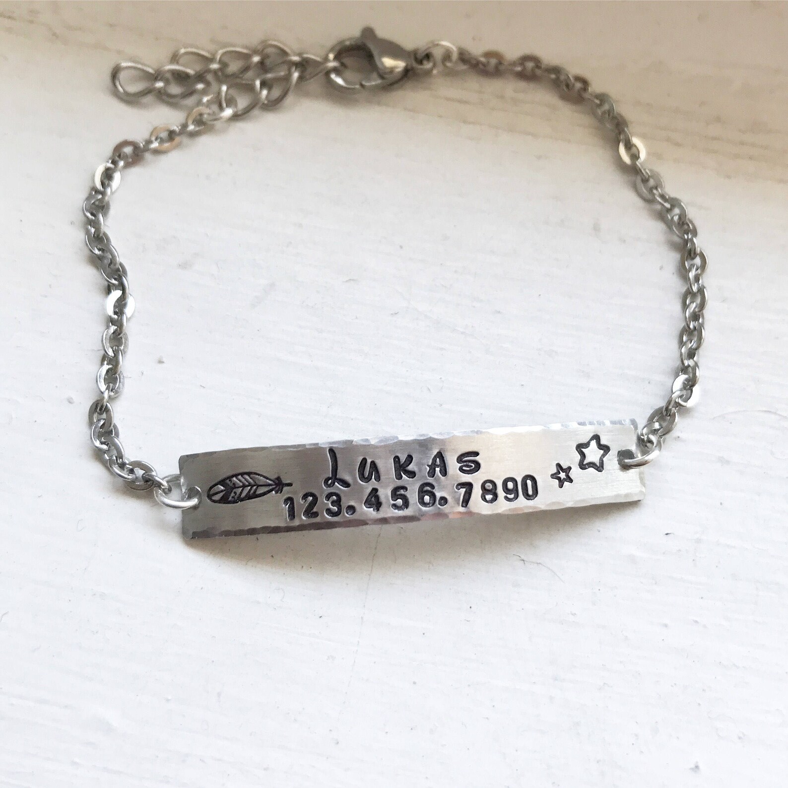 Child ID name bracelet bracelet with phone number stainless Etsy