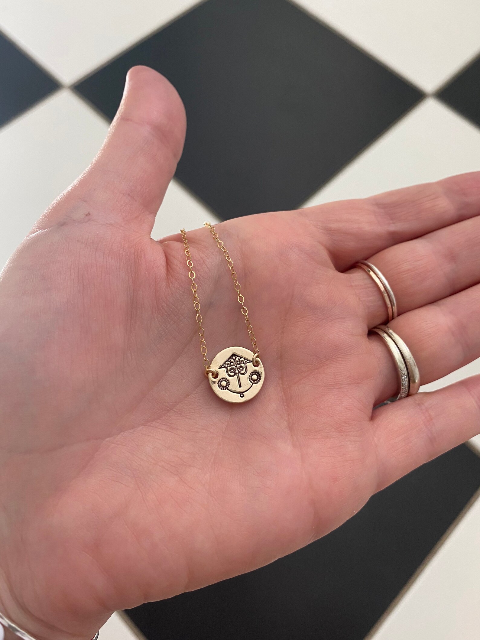 Small World Clock Necklace 14k Gold Filled Disc Sterling Etsy