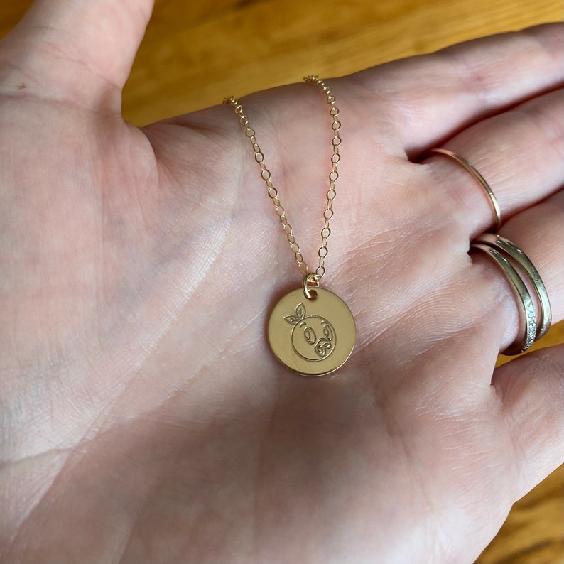 Orange bird necklace, 14k gold filled disc, sterling silver, magic kingdom sunshine terrace orange bird Florida necklace image 3