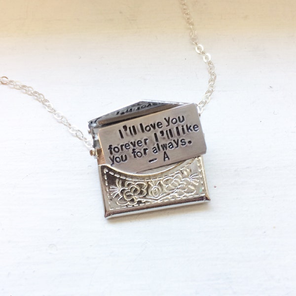 Locket necklace, hidden letter necklace, Valentine's Day gift, bff, long distance relationship, anniversary, secret message locket