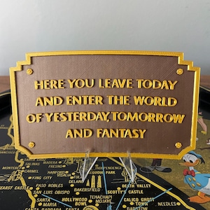 Theme park entrance sign, magical theme park decor, Disney inspired sign