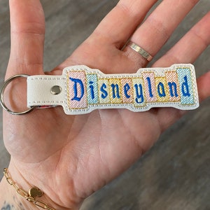 Magical theme park sign key fob, embroidered key fob, keychain, magical keychain image 5