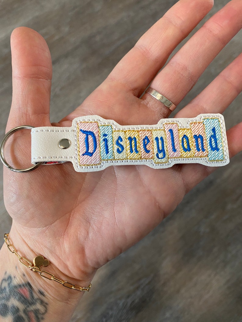 Magical theme park sign key fob, embroidered key fob, keychain, magical keychain image 5
