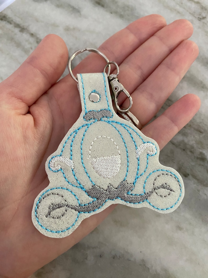 Sleeping beauty castle key fob, bag charm, Cinderella castle embroidered key fob, keychain, magical keychain image 5