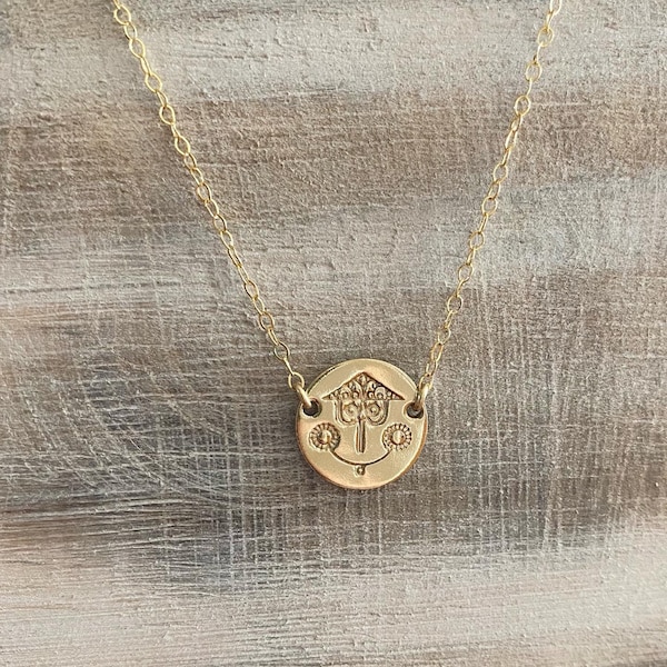 Small World Clock Necklace, Disney Inspired Travel Jewelry, Dainty Gold Necklace, Nostalgic Theme Park Necklace
