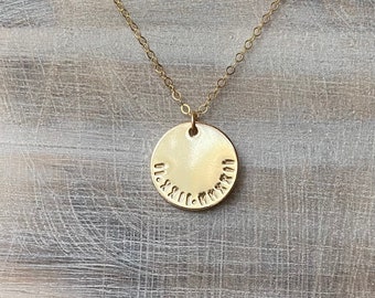 Roman numerals disc necklace, personalized gold disc necklace, bridesmaid gift, anniversarydate gift, wedding date, birth date