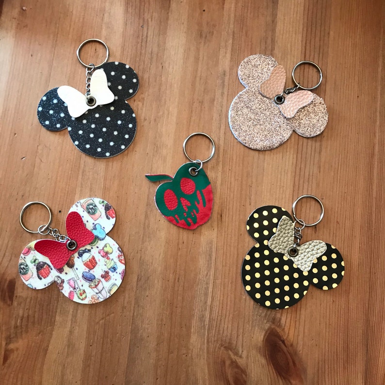 Faux leather Minnie keychain poison apple keychain custom | Etsy