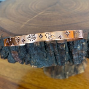 Happiest place bracelet, Peter pan, faith trust and pixie dust, copper cuff, stacking cuff, sleeping beauty castle, my happy place