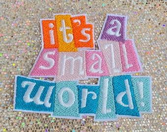 Small World Embroidered Patch, Magical Theme Park Inspired Iron On Patch, Whimsical Travel Patch, Retro Attraction Patch