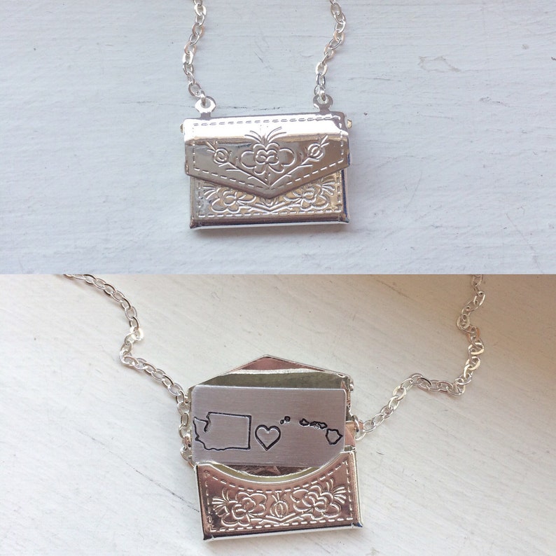 Envelope locket necklace with hidden message Mother's Etsy