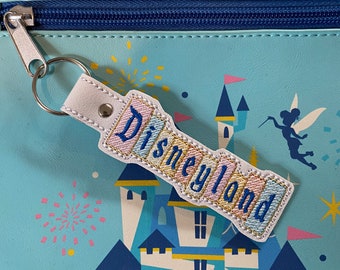 Magical theme park sign key fob, embroidered key fob, keychain, magical keychain