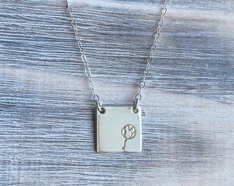 Mickey balloon square necklace, sterling silver square, custom necklace, never grow up, my happy place