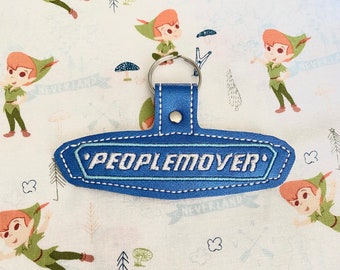 Peoplemover key fob, bag charm, embroidered key fob, keychain, magical keychain, tomorrowland
